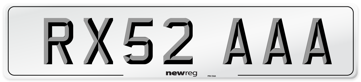 RX52 AAA Number Plate from New Reg